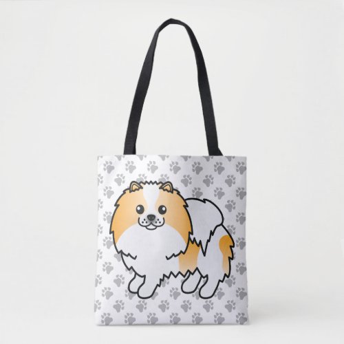Orange Parti_Color Pomeranian Cute Dog  Paws Tote Bag