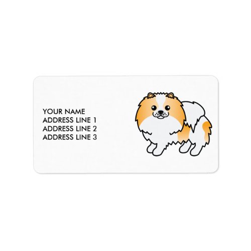 Orange Parti_Color Pomeranian Cute Dog  Text Label