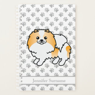 Orange Parti-Color Pomeranian Dog &amp; Custom Text Planner