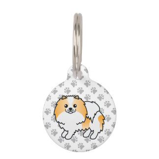 Orange Parti-Color Pomeranian Dog &amp; Pet's Info Pet ID Tag