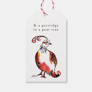 Orange Partridge Cute Hand-Illustrated Address Gift Tags