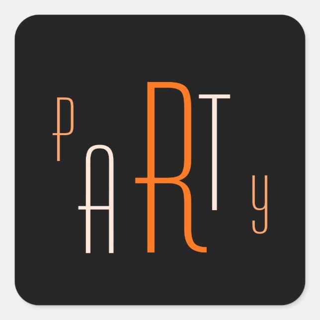 Orange Party Birthday Square Sticker (Front)