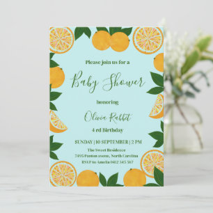Orange Party Fruit Fresh Baby Shower Invitation