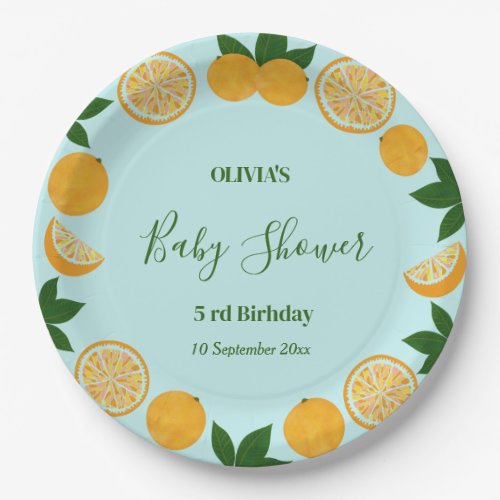 Orange Party Fruit Fresh Baby Shower Paper Plates
