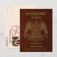 Orange Passport Cute Fun Wedding Save the Date