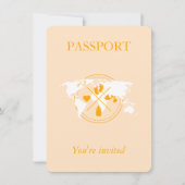 Orange Passport Travel Girl Baby Shower World Map  Invitation (Front)
