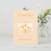 Orange Passport Travel Girl Baby Shower World Map  Invitation (Standing Front)