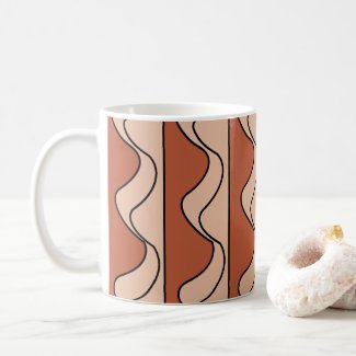Orange Pastel Black Wavy Stripes Pattern 