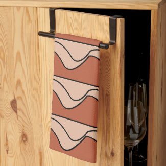Orange Pastel Black Wavy Stripes Pattern