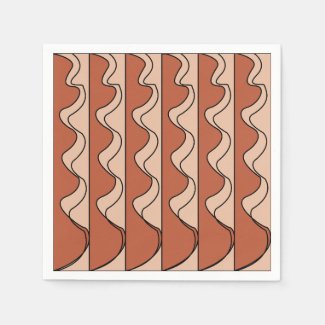 Orange Pastel Black Wavy Stripes Pattern Party