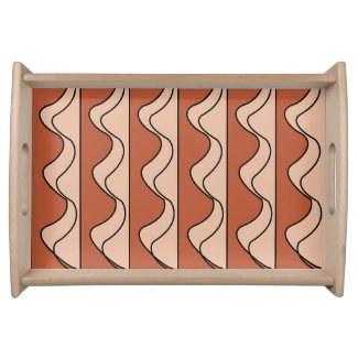 Orange Pastel Black Wavy Stripes Pattern 