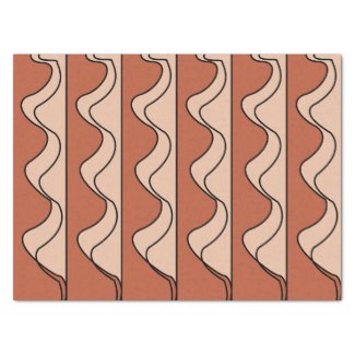 Orange Pastel Black Wavy Stripes Pattern
