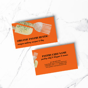 Orange Pastel Illustration Pastry Bakery Business Card