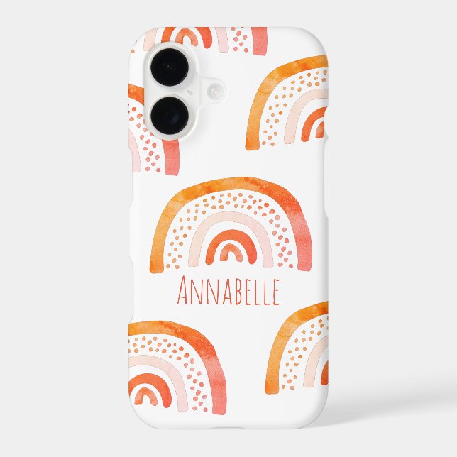 Orange Pastel Rainbow Personalized Pattern Case-Mate iPhone Case (Back)