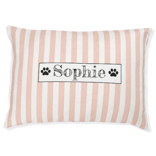 Orange Pastel Stripes Personalized Dog Cat Pet bed