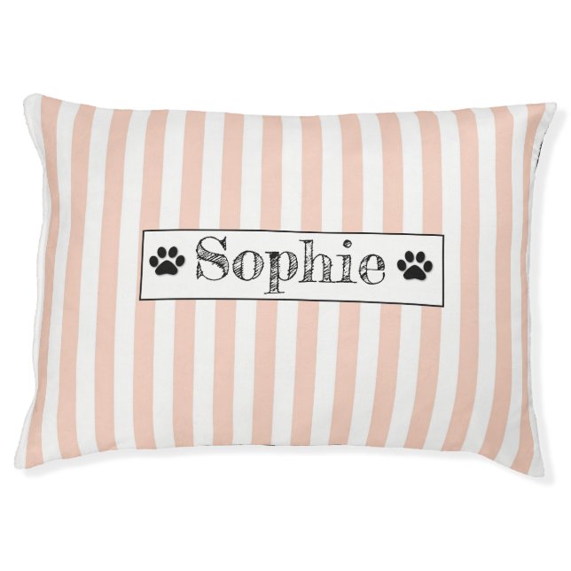 Orange Pastel Stripes Personalized Dog Cat Pet bed (Front)