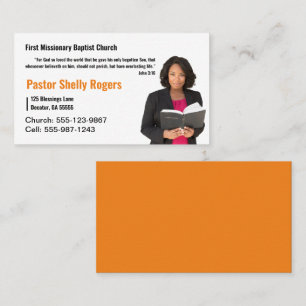 Orange Pastor or Deacon Photo Church Business Card
