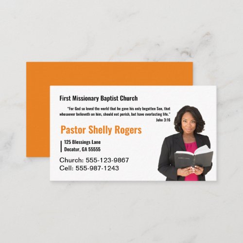 Orange Pastor or Deacon Photo Church Business Card