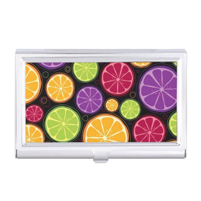 Orange pattern and background business card holder (Front)