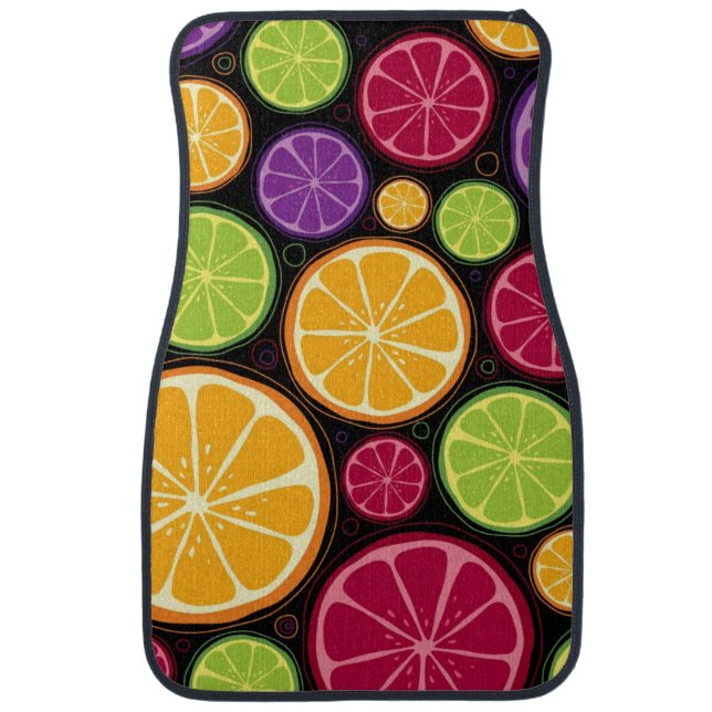 Orange pattern and background car floor mat (Front)