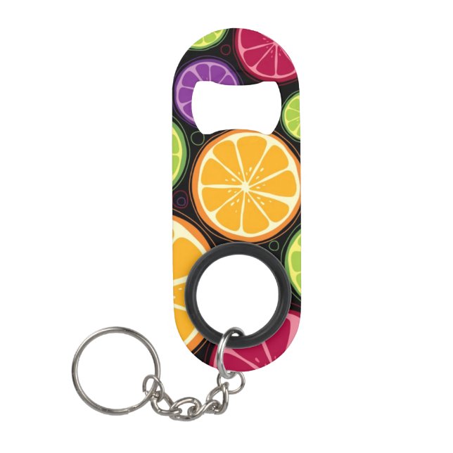 Orange pattern and background keychain bottle opener (Front)