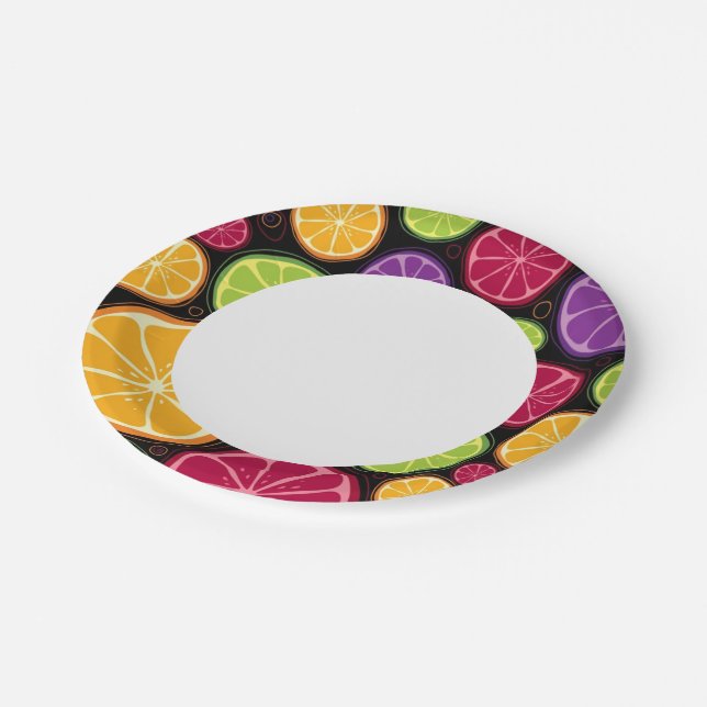 Orange pattern and background paper plates (Angled)