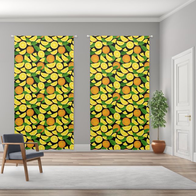 Orange Pattern Blackout Curtains (Wide)