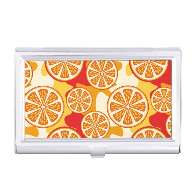 Orange pattern business card holder (Front)