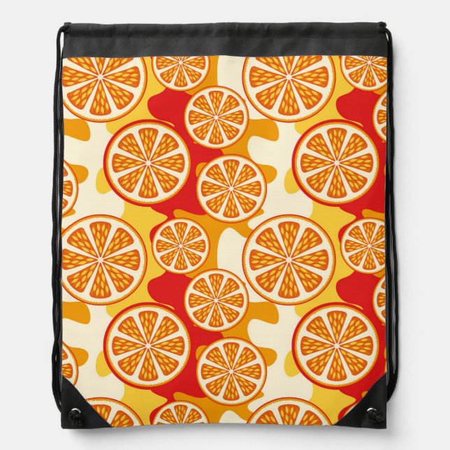 Orange pattern drawstring bag (Front)