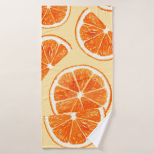 orange pattern fruit, diet food watercolor illustr bath towel