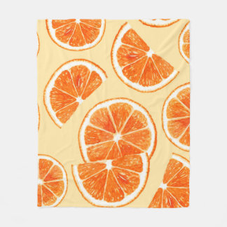 orange pattern fruit, diet food watercolor illustr fleece blanket