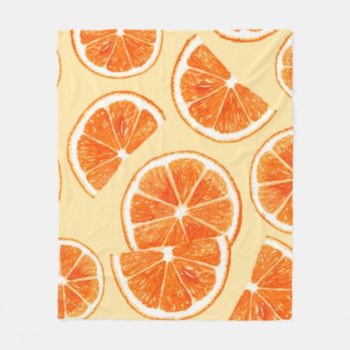 orange pattern fruit diet food watercolor illustr fleece blanket