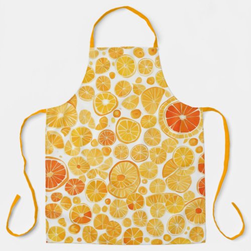 Orange Pattern Kitchen Apron Lemon Fruit