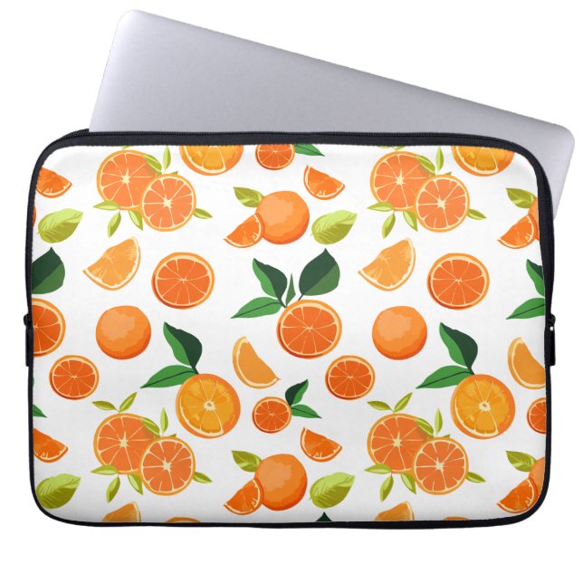 Orange pattern  laptop sleeve (Front)