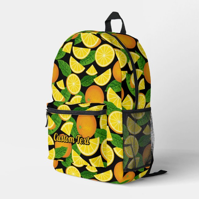 Orange Pattern Printed Backpack (Back Corner Right)