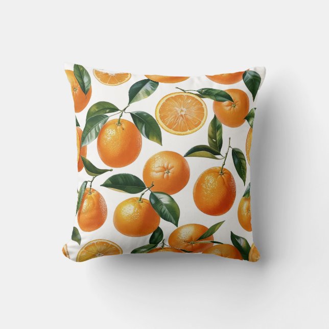 Orange Pattern Throw Pillow (Front)