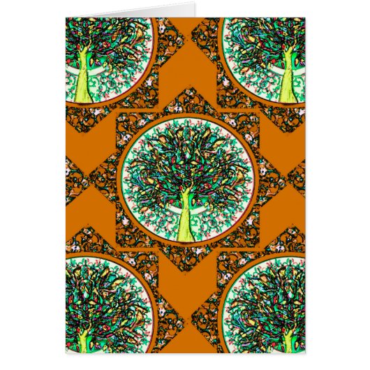 Orange Patterned Tree of Life Cards (Front)