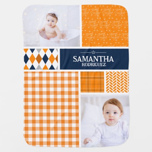 Orange Patterns Photo Baby Blanket