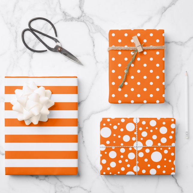 Orange Patterns Wrapping Paper Sheet Set (Front)