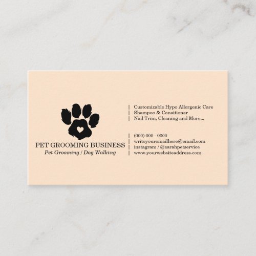 Orange Paw Minimalist Pet Branding Mobile Groomer Business Card