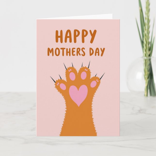 Orange Paw Mothers Day Love Card (Front)