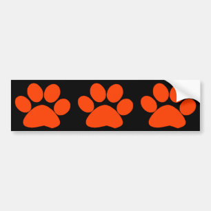 Orange Paw Print Bumper Sticker