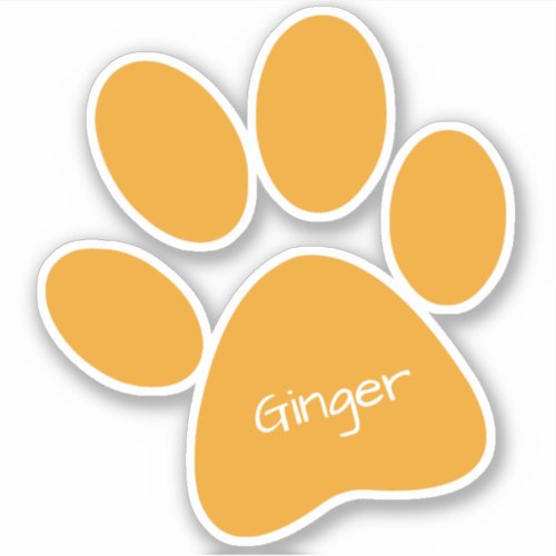 Orange Paw Print Custom_Cut Vinyl Sticker