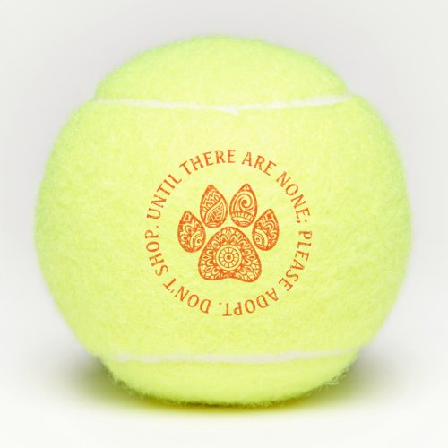 Orange Paw Print For Pet Rescue Awareness Tennis Balls