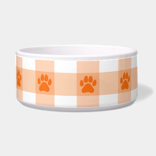 Orange Paw Print Pattern – Cute Pet Lover Design Bowl