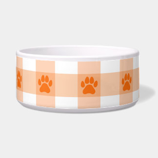 Orange Paw Print Pattern – Cute Pet Lover Design Bowl