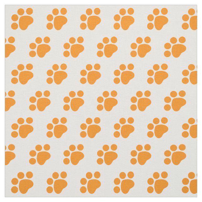 Orange Paw Print Pattern Fabric (Swatch)