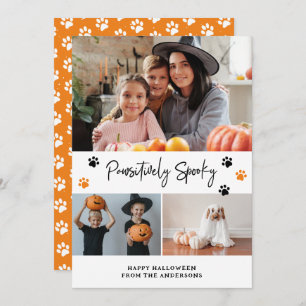 Orange Pawsitively Spooky Pet Photo Halloween Card