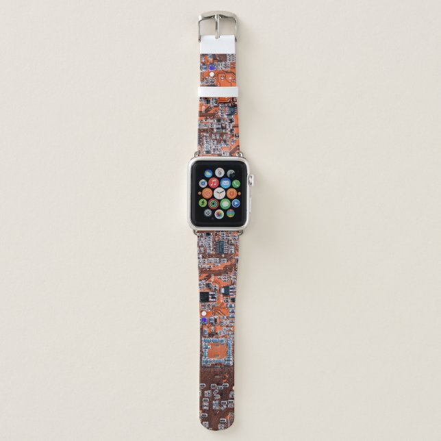Orange PCB Circuit Board Design for IT Pros Apple Watch Band (Front)