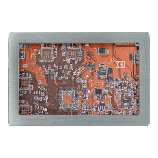 Orange PCB Circuit Board Design for IT Pros Belt Buckle (Front)